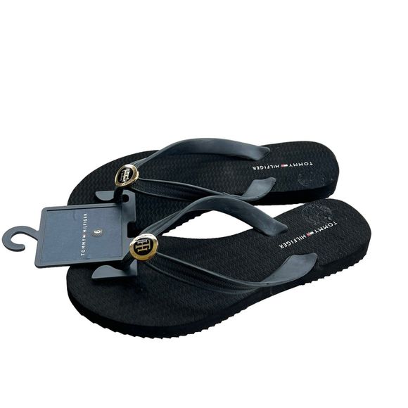 🎉HP🎊Tommy Hilfiger Black Flip Flops Black Size 6 - Picture 4 of 8